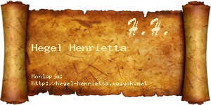 Hegel Henrietta névjegykártya